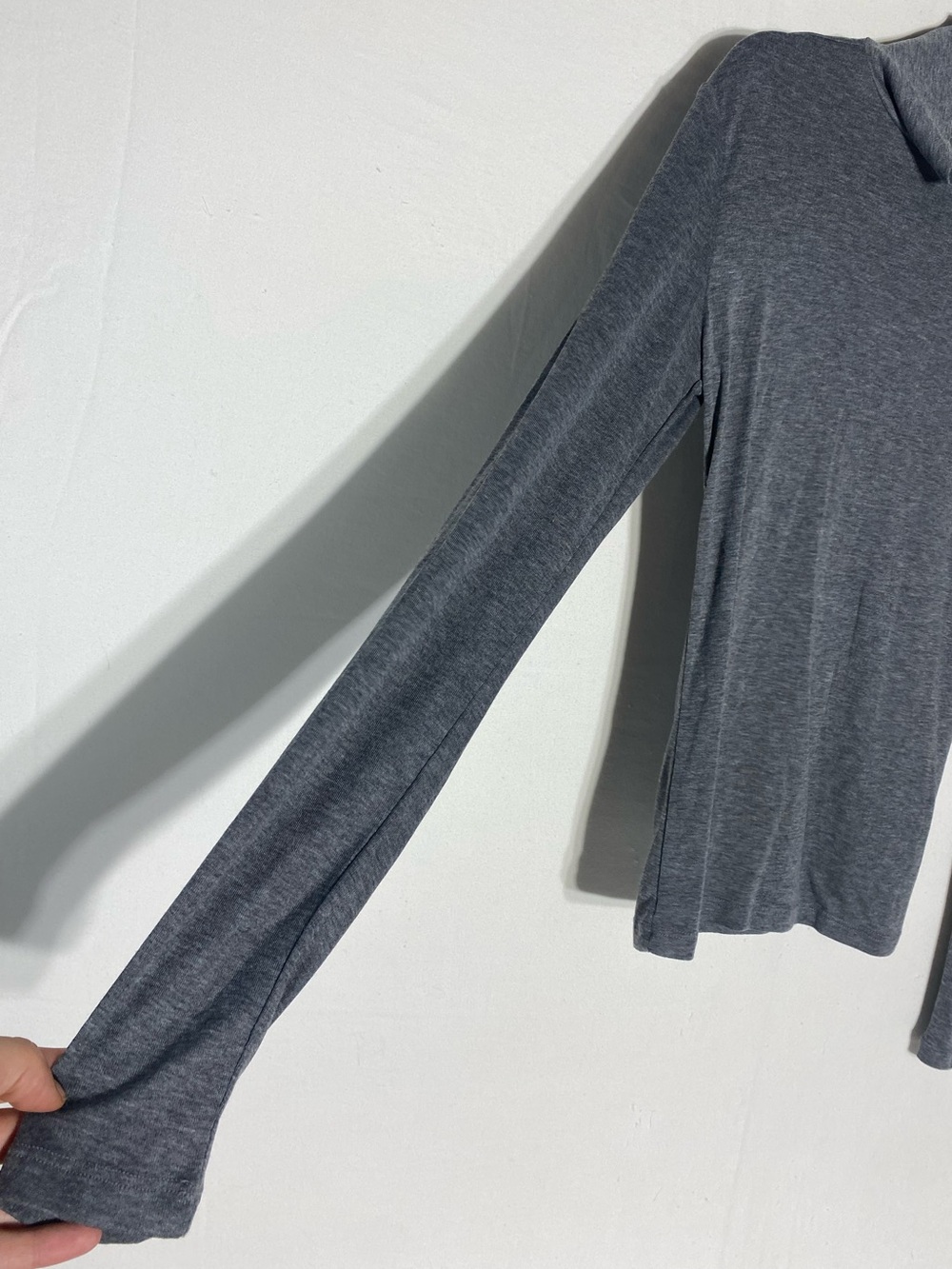 H&M Grey Lyocell Wool Blend Mock Neck Long Sleeve Top L Normcore Contemporary - Picture 10 of 14